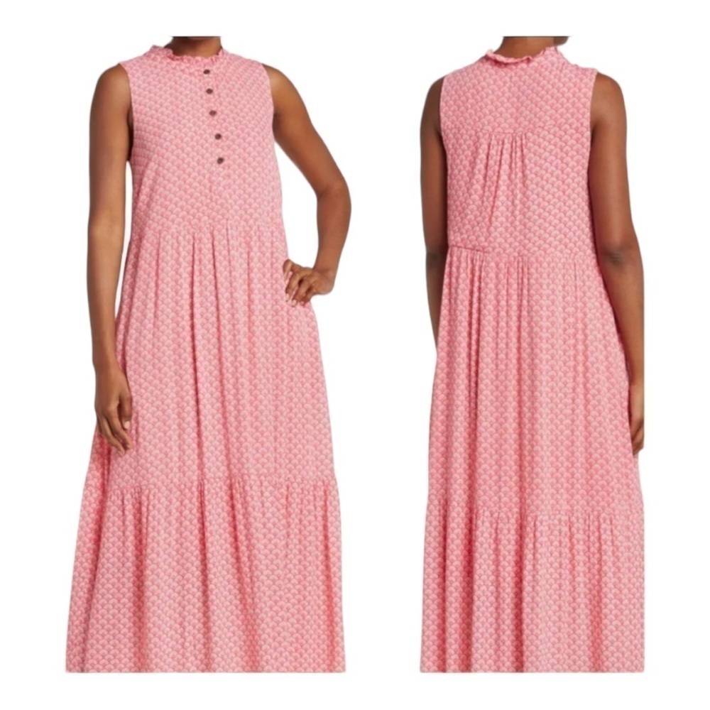 NWT! Gibsonlook Sunny Day Tiered Maxi Dress in Color Shell Coral. Size XS